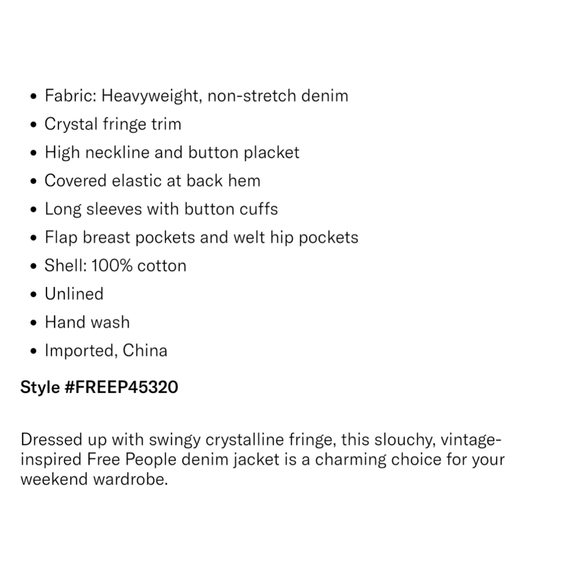 LAST ONE! Free People Rhinestone Fringe Denim Bomber Jacket Meteor Wash - Picture 14 of 15